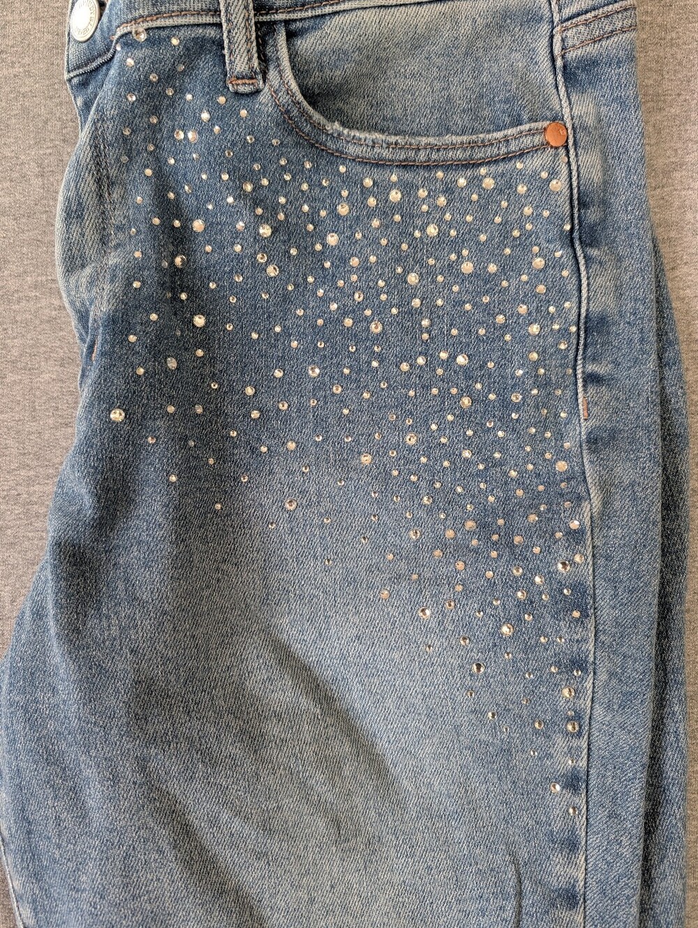 Judy Blue Rhinestone Slim Fit Distressed Jeans Size 13/31 Women's Stretch Denim - Picture 4 of 16